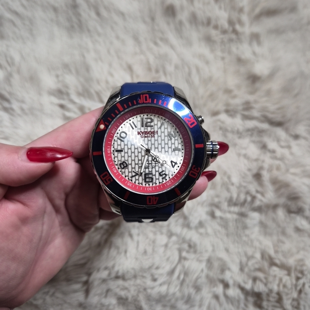 KYBOE Watch KYBOE! Power Stainless Steel Quartz Giant Watch Silicone Strap Blue
